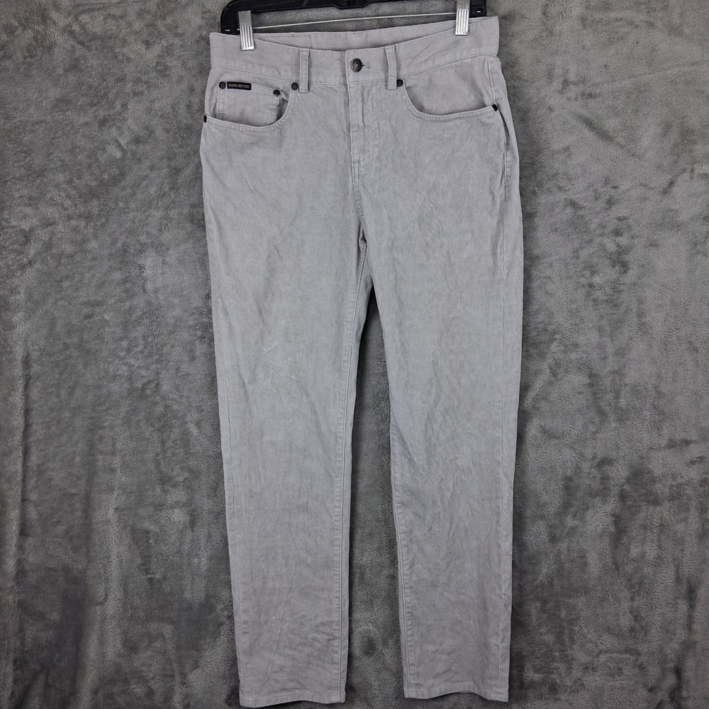 Brooks Brothers Mens Slim Fit Corduroy Pants Grey W30 L30 Cotton Blend Stained